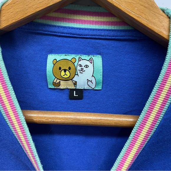 Teddy Fresh X Ripndip Colorblock Embroidered Long Sleeve Shirt Sz Large Cat Bear - Picture 6 of 10